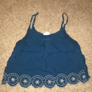 Blue Embellished Crop Top